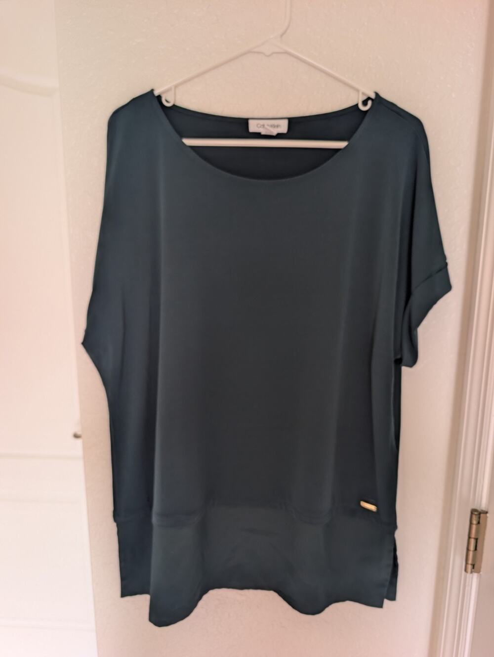 Calvin Klein Womens Oversized Blouse Hunter Green size Large